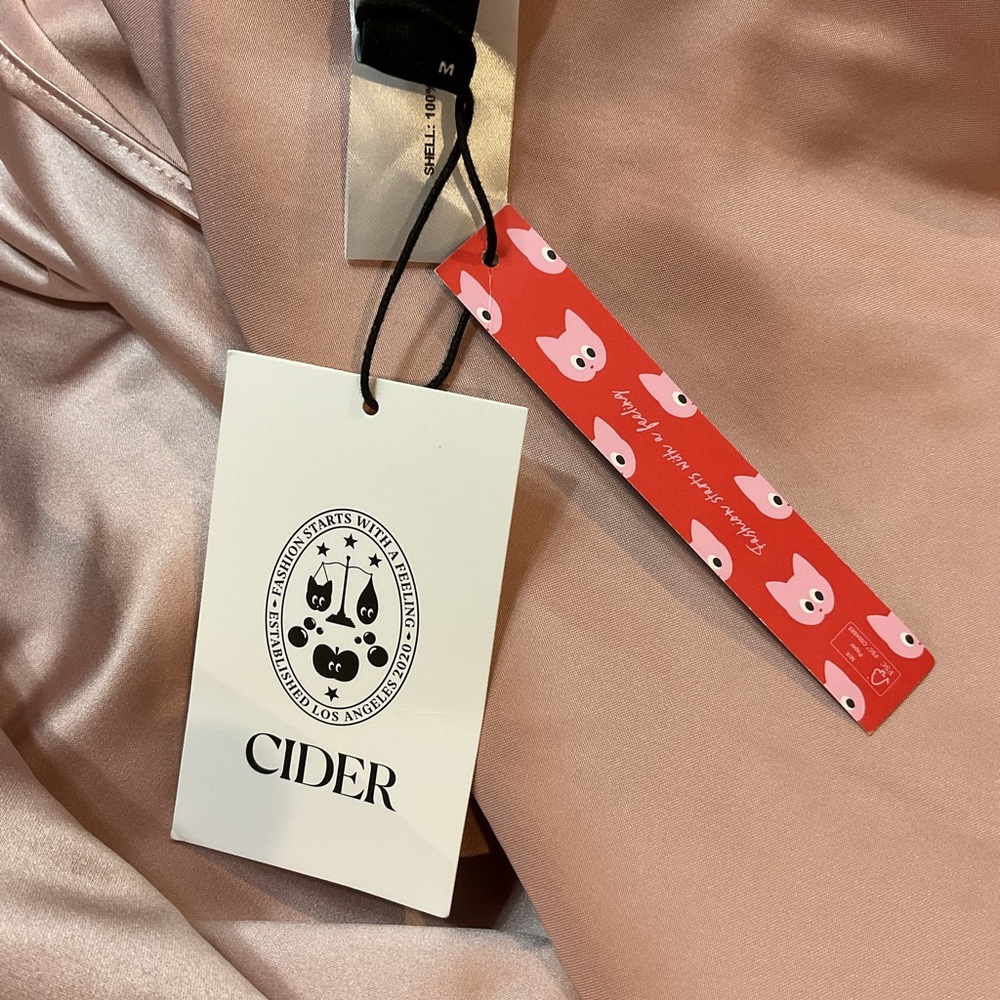 NWT Cider Pink Satin Sleeveless Bow Front Pleated Midi Dress Size M 🎀 - Picture 13 of 16